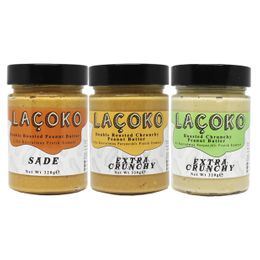 Laçoko 320 gr Çifte Kavrulmuş Parçacıklı Fıstık ve Az Kavrulmuş Parçacıklı Fıstık Ezmesi