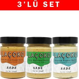 Laçoko 320 gr Deneme Serisi Çifte Kavrulmuş Fıstık, Az Kavrulmuş Fıstık ve Sade Fındık Ezmesi