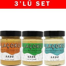 Laçoko 320 gr Deneme Serisi Çifte Kavrulmuş Fıstık, Az Kavrulmuş Fıstık ve Sade Fındık Ezmesi