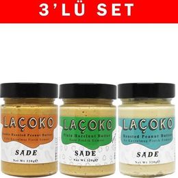 Laçoko 320 gr Deneme Serisi Çifte Kavrulmuş Fıstık, Az Kavrulmuş Fıstık ve Sade Fındık Ezmesi