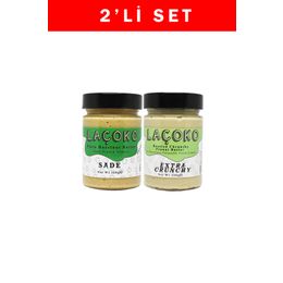 Laçoko 320 gr Sade Fındık Az Kavrulmuş ve Az Kavrulmuş Parçacıklı Fıstık Ezmesi