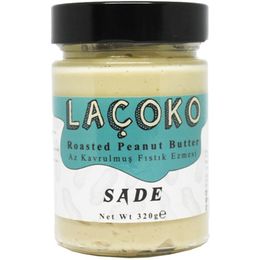 Laçoko 320 gr Şekersiz Katkısız Glutensiz Vegan Doğal Az Kavrulmuş Çiğ Yer Fıstığı Ezmesi
