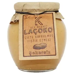 Laçoko 350 gr Şekersiz Katkısız Glutensiz Vegan Doğal Çifte Kavrulmuş Yer Fıstığı Ezmesi