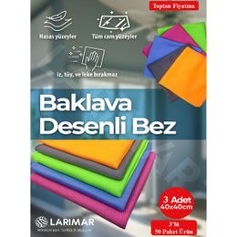 Larimar 150'li Mikrofiber Baklava Desenli Cam ve Temizlik Bezi