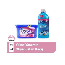 lenor yakut yasemin 11 yikama sivi deterjan kapsulu ve okyanustan kacis 33 yikama yumusatici set fiyatlari