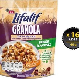 Lifalif 16x40 gr Kuru Vişneli Kakao Parçacıklı Fındıklı Granola