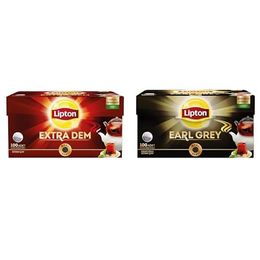 Lipton 100'lü Extra Dem Demlik Süzen Poşet Siyah Çay + 100'lü Earl Grey Demlik Süzen Poşet Bergamot Aramolı Siyah Çay