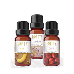 Lofty 10 ml Çilek, Muz, Vanilya Uçucu Yağ Buhurdanlık Esansı Oda Kokusu Esansiyel Yağ Buhur Yağı