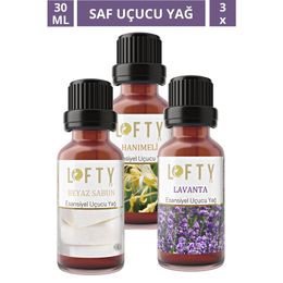 Lofty 30 ml Hanımeli, Lavanta, Beyaz Sabun Uçucu Yağ Buhurdanlık Esansı Oda Kokusu Buhur Yağı