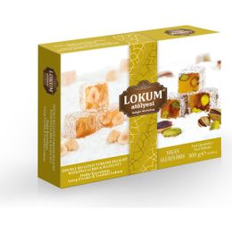 Lokum Atölyesi 300 gr Duble Kavrulmuş Antep Fıstıklı Fındıklı Lokum