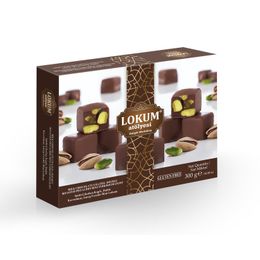 Lokum Atölyesi 300 gr Sütlü Çikolata Kaplı, Duble Kavrulmuş Antep Fıstıklı Mini Lokum