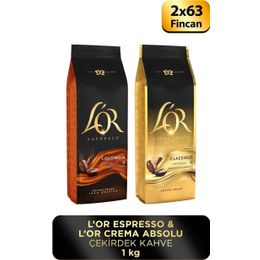 L'or 500 gr Espresso Colombia + 500 gr Crema Absolu Classic Çekirdek Kahve