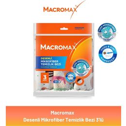 Macromax 3'lü Desenli Mikrofiber Temizlik Bezi