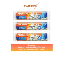 Macromax 3x10'lu Büyük Boy Büzgülü Papatya Çöp Torbası