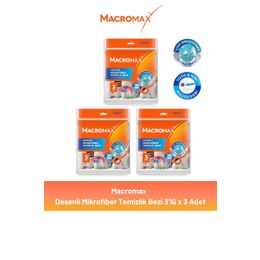 Macromax 3x3'lü Desenli Mikrofiber Temizlik Bezi