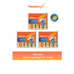 Macromax 3x5'li Klasik Yeşil Düz Sünger