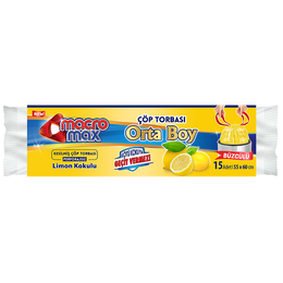 Macromax Büzgülü 15'li Orta Boy Limon Kokulu Çöp Torbası
