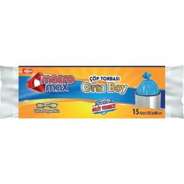 Macromax Orta Boy 15 Adet 55x60 cm Extra Güçlü Çöp Torbası