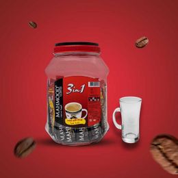 Mahmood Coffee 42'li Kavanoz 3'ü 1 Arada Kahve + Cam Kupa