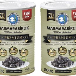 Marmarabirlik 2x800 gr Premium 2XL Doğal Salamura Siyah Zeytin