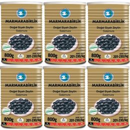 Marmarabirlik 6x800 gr Doğal Salamura 201-230 KB XL Siyah Zeytin