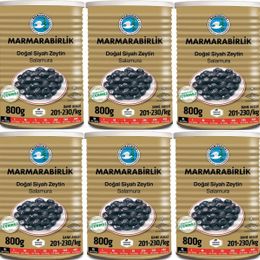 Marmarabirlik 6x800 gr Doğal Salamura 201-230 KB XL Siyah Zeytin