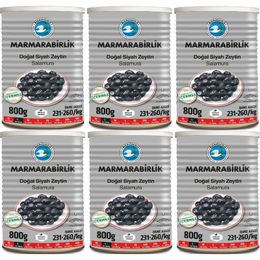 Marmarabirlik 6x800 gr Doğal Salamura 231-260 KB L Siyah Zeytin