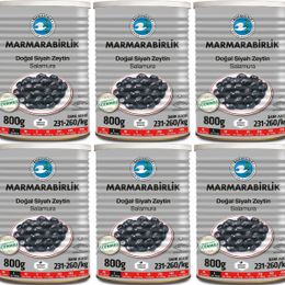 Marmarabirlik 6x800 gr Doğal Salamura 231-260 KB L Siyah Zeytin