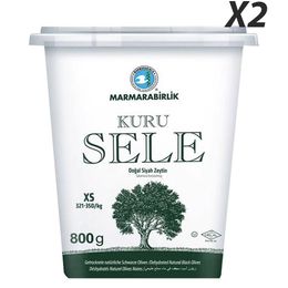 Marmarabirlik Kuru Sele Siyah Zeytin 321-350 (Xs) 800 gr Pet 2'li