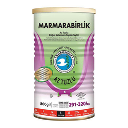 Marmarabirlik Teneke S 291 - 320 Kalibre 800 gr Hiper Az Tuzlu Siyah Zeytin