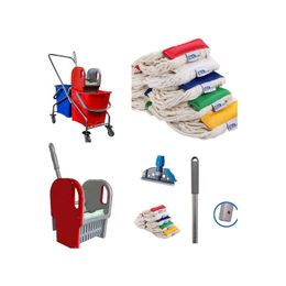 Mck Çift Kovalı Krom Temizlik Arabası Paspas Arabası + Islak Mop Seti