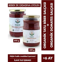 Mill More 650 gr Organik Tuzsuz Domates Salçası + 610 gr Organik Tuzsuz Tatlı Biber Salçası