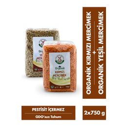 Mill More 750 gr Organik Kırmızı Mercimek + 750 gr Organik Yeşil Mercimek