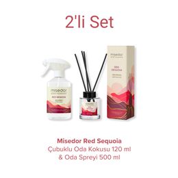 Misedor 120 ml Red Sequoia Çubuklu Oda Kokusu + 500 ml Oda Spreyi