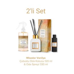 Misedor 120 ml Vanilya Çubuklu Oda Kokusu + 330 ml Oda Spreyi