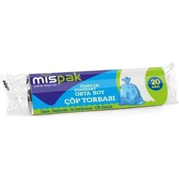 Mispak Orta Boy Mavi 20 Adet 55x60 cm Eko Çöp Poşeti