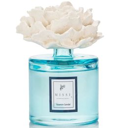 Missi 500 ml Mavi Silindir Şişe Gül Taşlı Yasemin Sandal Oda Kokusu