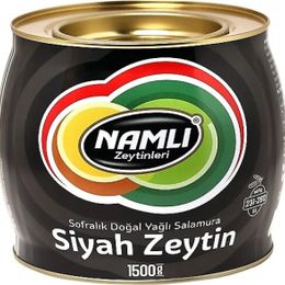 Namlı 1500 gr Taş Baskı Gemlik Yağlı Salamura Siyah Zeytin