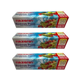 Nazenin 20x30 cm 50'li 3 Paket Düz Kilitsiz Şeffaf Küçük Boy Buzdolabı Poşeti