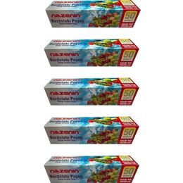Nazenin 20x30 cm 50'li 5 Paket Düz Kilitsiz Şeffaf Küçük Boy Buzdolabı Poşeti