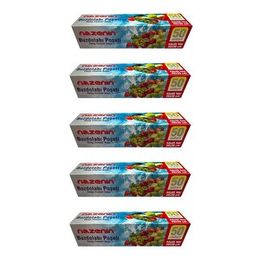 Nazenin 20x30 cm 50'li 5 Paket Düz Kilitsiz Şeffaf Küçük Boy Buzdolabı Poşeti