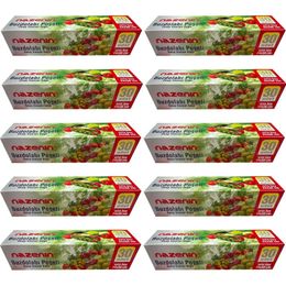 Nazenin 24x38 cm 30'lu 10 Paket Düz Kilitsiz Şeffaf Orta Boy Buzdolabı Poşeti