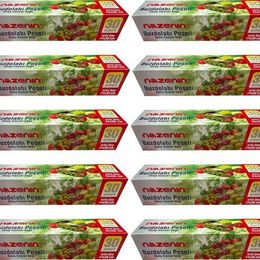 Nazenin 24x38 cm 30'lu 10 Paket Düz Kilitsiz Şeffaf Orta Boy Buzdolabı Poşeti