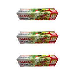 Nazenin 24x38 cm 30'lu 3 Paket Düz Kilitsiz Şeffaf Orta Boy Buzdolabı Poşeti