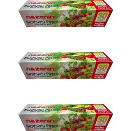 Nazenin 24x38 cm 30'lu 3 Paket Düz Kilitsiz Şeffaf Orta Boy Buzdolabı Poşeti