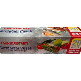 Nazenin 30x45 cm 20'li Düz Kilitsiz Şeffaf Büyük Boy Buzdolabı Poşeti