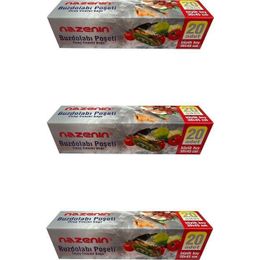 Nazenin 3x20'li 30x45 cm Düz Kilitsiz Şeffaf Büyük Boy Buzdolabı Poşeti