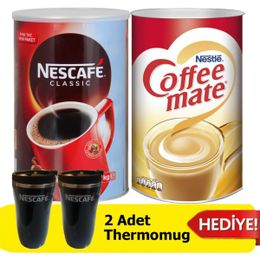 Nescafe Classic 1 kg + Coffee Mate Kahve Kreması 2 kg + 2'li Thermomug - 3 kg