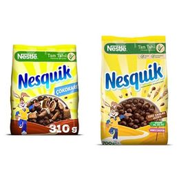 Nesquik 310 gr Çokokare Çikolatalı Tahıl Gevreği + 700 gr Nestle Kakaolu Buğday ve Mısır Gevreği