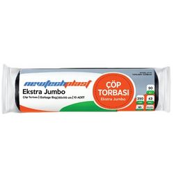 Newtechplast 80x110 cm 5 Adet Siyah Ekstra Jumbo Boy Çöp Torbası